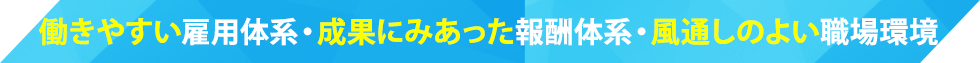 働きやすい雇用体系・成果にみあった報酬体系・風通しのよい職場環境